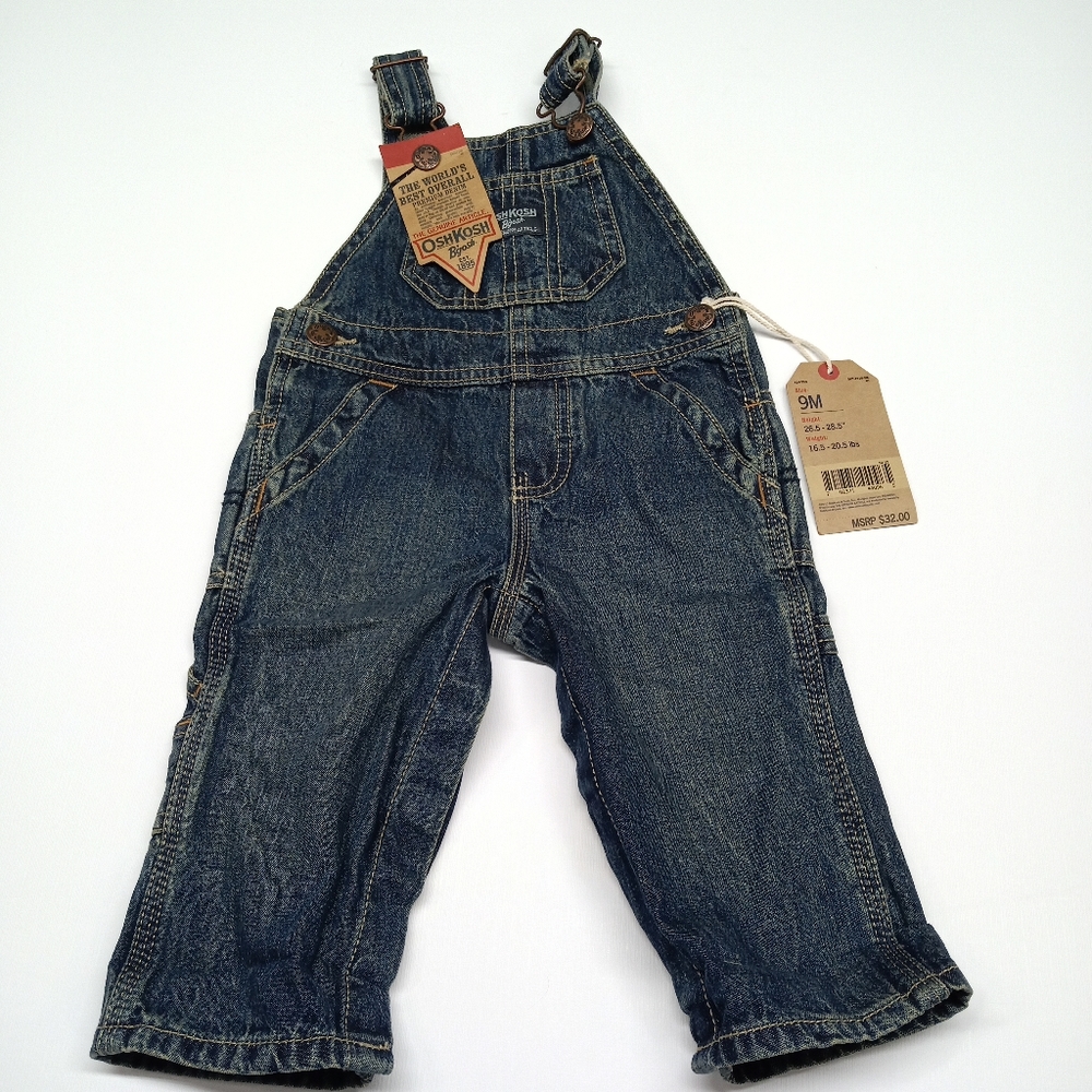 Oshkosh B'gosh Denim Blue Jean Overalls New 9M